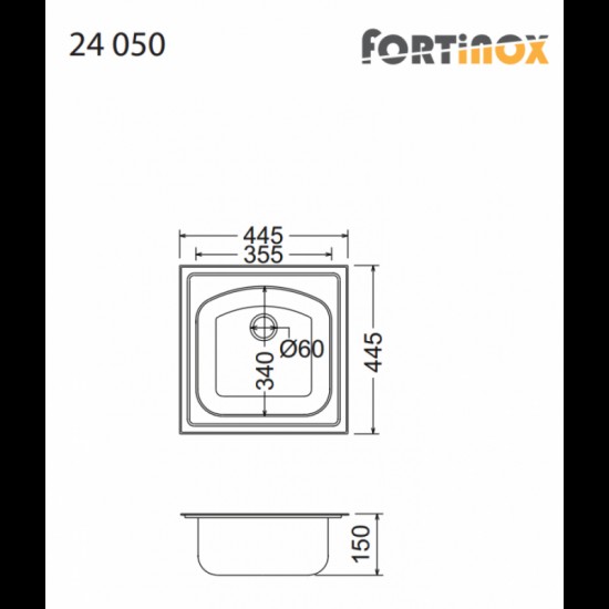 Νεροχύτης Ένθετος Ανοξείδωτος Fortinox Valley 24050-110 44,5x44,5 Inox Σατινέ Νεροχύτης Ένθετος Ανοξείδωτος Fortinox Valley 24050-110 44,5x44,5 Inox Σατινέ